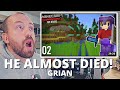 HE ALMOST DIED! Grian 100 Hours In Hardcore Minecraft: Episode 2 - UPGRADES (FIRST REACTION!)