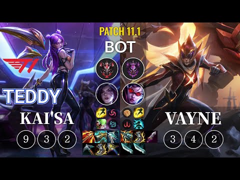 T1 Teddy Kai'Sa vs Vayne Bot - KR Patch 11.1
