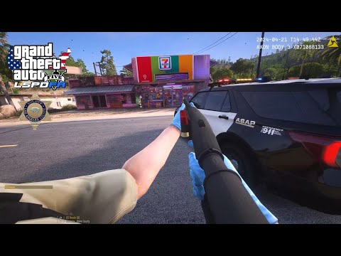 [NO COMMENTARY] GTA V LSPDFR | BIG ROBBERY OF THE 7 ELEVEN STORE | TRAFFIC STOP BACKUP | LASD