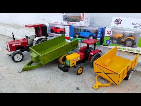 diy mini tractor trolley car collection loading on trali with rc swaraj tractor toy model unboxing