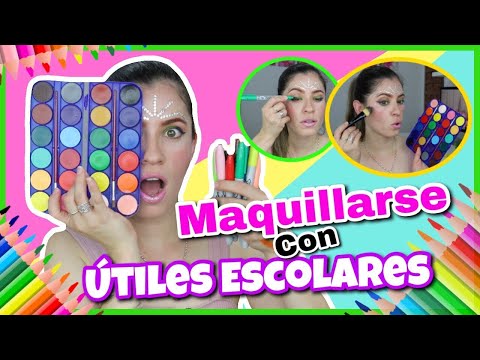 RETO | MAQUILLAJE CON UTILES ESCOLARES | ME HICE UN DESASTRE | NatyGloss