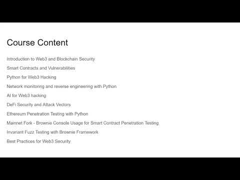 Course Content of #Web3 #Hacking With #python