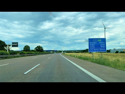 Germany: Autobahn A4 - Waltershausen (Gotha) to Dresden (Saxony) - 4k Video - Driving Tour
