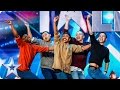 Golden buzzer act Boyband are back-flipping.