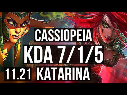 CASSIOPEIA vs KATARINA (MID) | 7/1/5, 1.1M mastery, 500+ games, Dominating | KR Master | 11.21