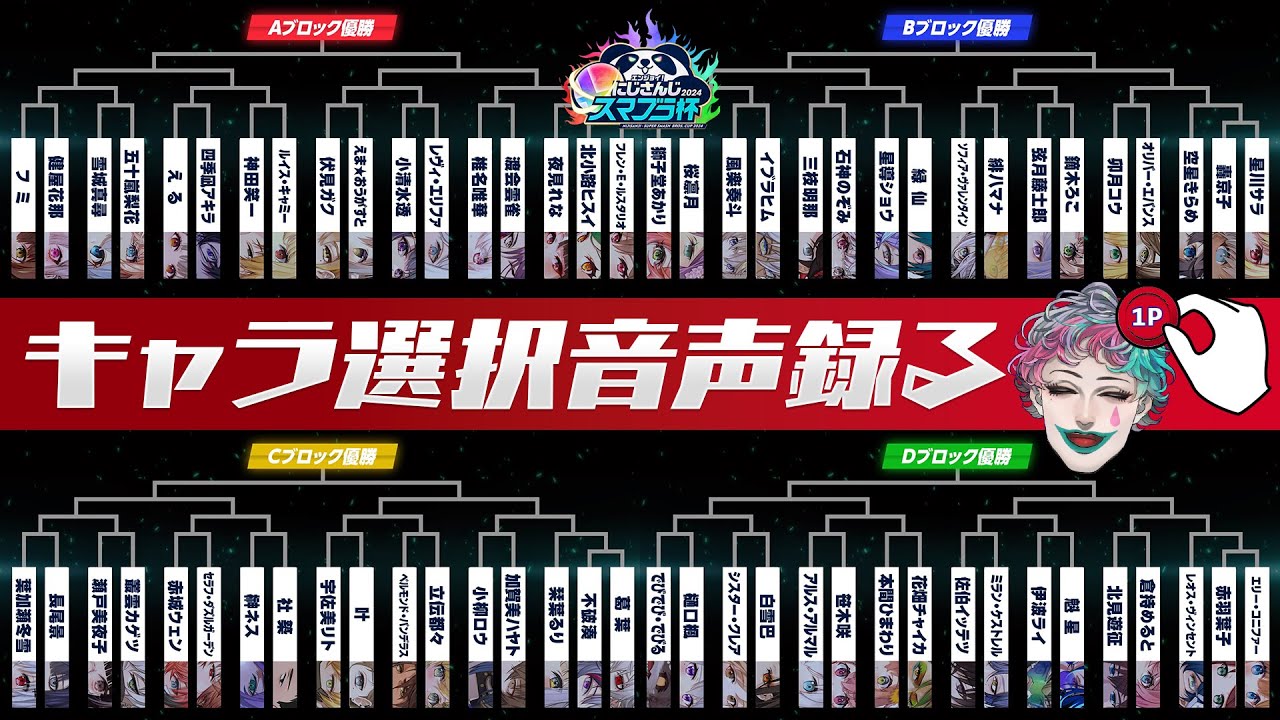 【#にじさんじスマブラ杯】出場ライバーのキャラ選択音声収録配信2024【にじさんじ/ジョー・力一】