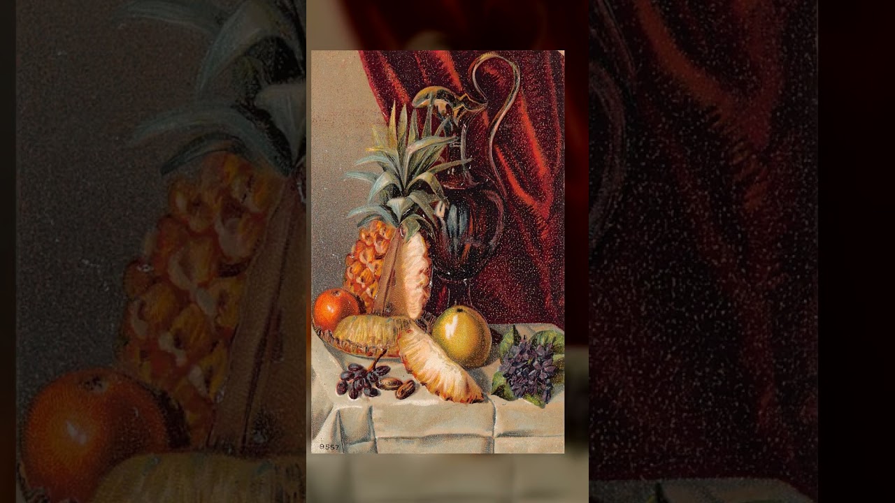Linen Postcard, Still Life with Fruit, 1911 Postmark, South Dakota Video