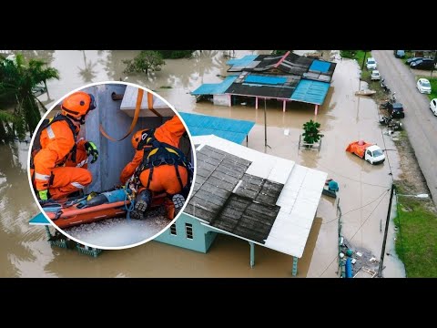 El agua casi arrastró a padre e hijas en Coronel Bogado