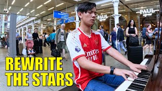 When I Play Rewrite The Stars on Piano outside Eurostar Exit in Train Station | Cole Lam