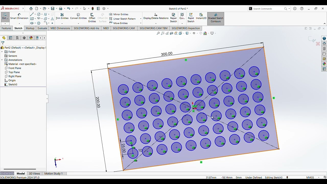How to use linear sketch pattern  in solidworks