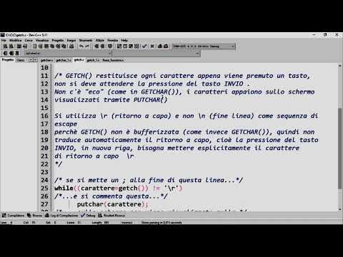 Linguaggio C - Funzioni per i flussi standard di input e output - getchar e getch