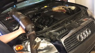 “removing” CATALYTIC CONVERTER 2.0t (audi, volkswagen) b7 ecs high flow cat￼