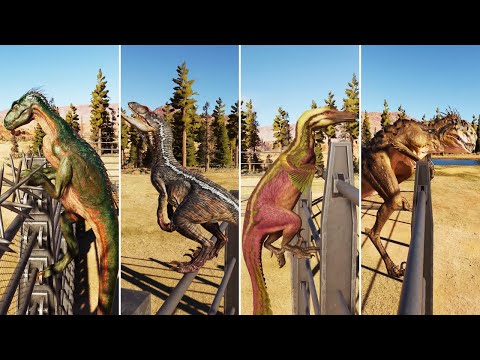 ALL CARNIVORE DINOSAURS ESCAPE (Climbing the Fence) - Jurassic World Evolution 3