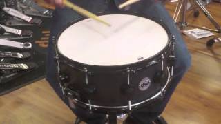Video thumbnail for DW Collectors Series Maple 6x14 Ebony Satin Oil Snare Drum by Columbus Percussion