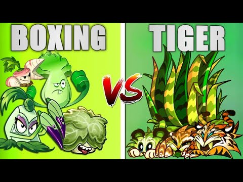PvZ 2 Challenge - TIGER GRASS vs Team BOXING - Who Will Win? PvZ 2 Plant vs Team Plant