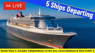 SHIPS TV - MEGA Monday 5  Cruise Ship Departing Port of Southampton (LIVE)