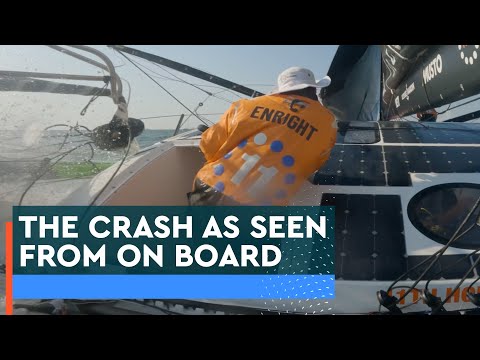 ONBOARD FOOTAGE OF THE CRASH IN THE HAGUE | Leg 7 Start | The Ocean Race