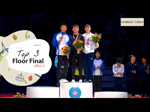 Top 3 in Men's Floor Event Final - 2022 Paris Gymnastics World Challenge Cup