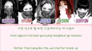 4Minute - Hate (싫어) [Eng/Rom/Han] Picture + Color Coded HD