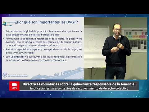Video presentación: Directrices voluntarias sobre la gobernanza responsable de la tenencia, por Héctor Cisneros y Safia Aggarwal de la FAO.