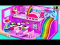 How To Build Cutest Purple Dollhouse with Rainbow Slide from Cardboard ❤️ DIY Miniature House # 763