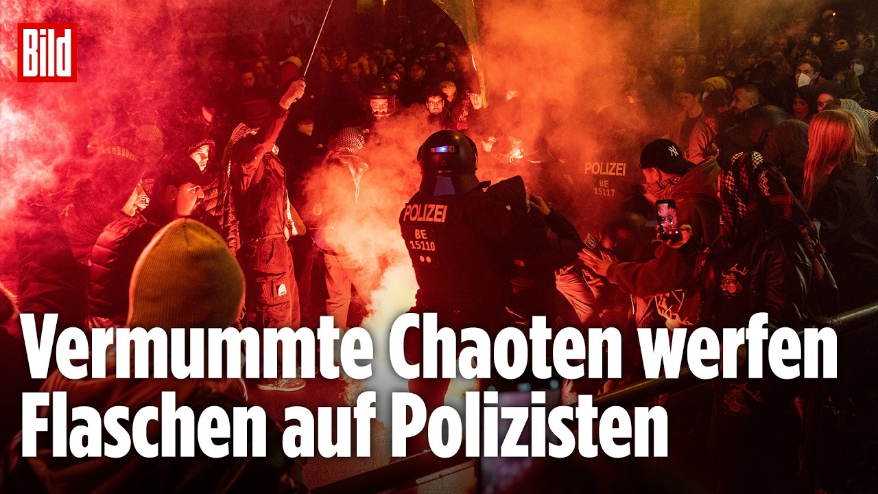 ESKALATION IN BERLIN: Stimmung wird immer aggressiver! Flaschen-Würfe auf Polizei!