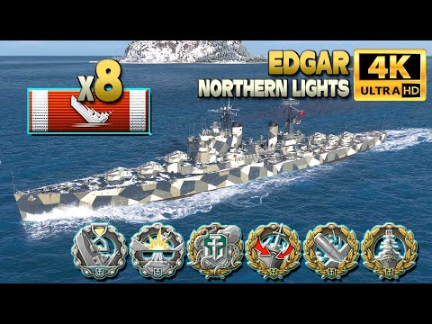 Cruiser Edgar: 8 ships destroyed on map Northern Lights - World of Warships