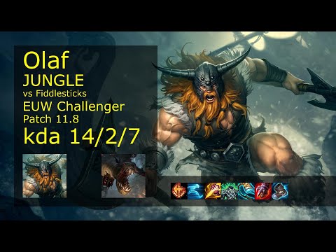 Olaf Jungle vs Fiddlesticks - EUW Challenger 14/2/7 Patch 11.8 Gameplay