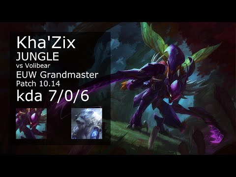 Kha'Zix Jungle vs Volibear - EUW Grandmaster 7/0/6 Patch 10.14 Gameplay