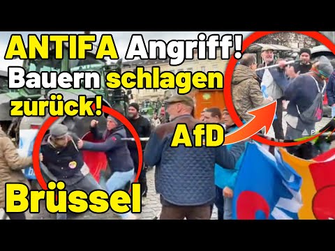 ANTIFA greift AfD Bauern an 😱 Landwirte schlagen hart zurück! Eskalation bei Bauernprotest Brüssel