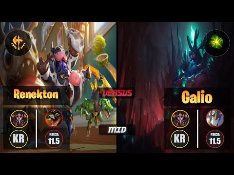 GrandMaster RENEKTON [Conqueror] (Mid) VS  GALIO - Grandmaster KR Patch 11.5