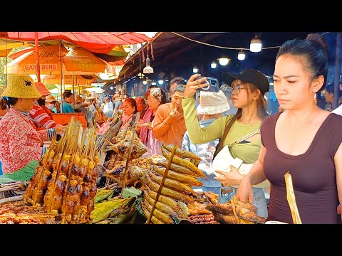 Amazing! Cambodian Street Food Tour, Best Khmer Food at Countryside Market & Night Market, So Yummy!