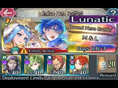 The battle with Limited unit : Vs.Emblem Marth & Mythic Lumera  - Lunatic (F2P units, SIs and seals)