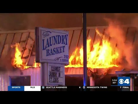 Crews battle fire at Ferguson laundromat