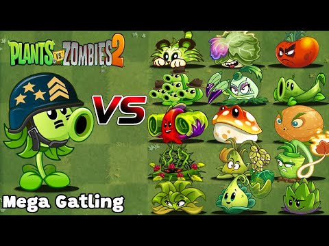 PvZ 2-Tournament-New Plant Mega Gatling Pea&All Super Plants Max Level Plant Vs Plant-Who Can Win?