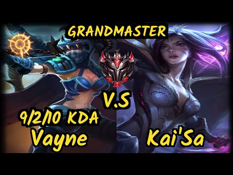 Theusma (VAYNE) vs KAI'SA - 9/2/10 KDA BOTTOM ADC GAMEPLAY - BR Ranked GRANDMASTER v9.6