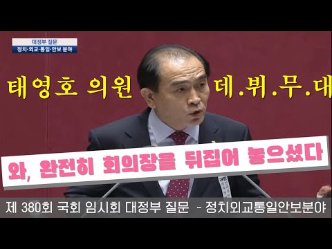 태영호 의원 데뷔무대와, 완전히 회의장을 뒤집어 놓으셨다