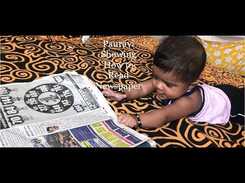 Pauravi showing How to read newspaper? - funny video