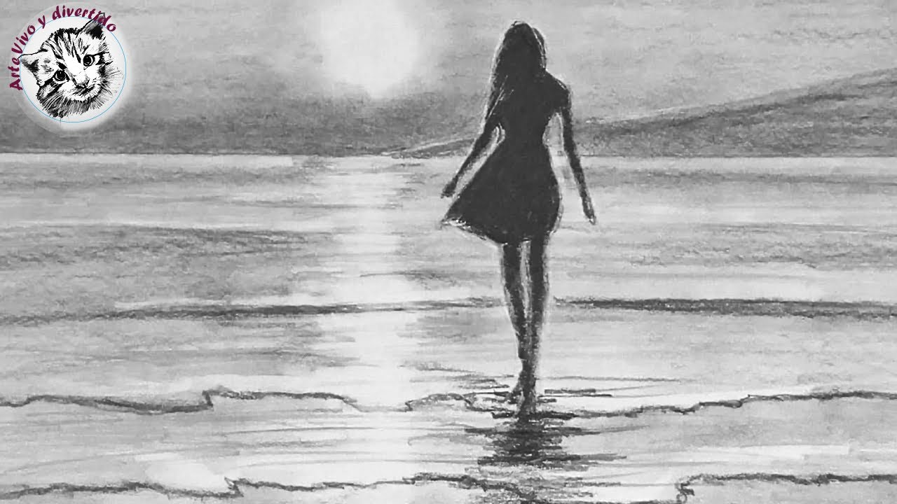 Como Dibujar una Chica en la Playa muy Facil y Paso a Paso