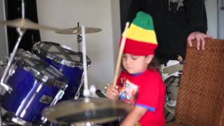 4 Year old Shem playing reggae Drums from New Zealand.