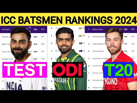 ICC Ranking 2024 Top 10 ODI Batsman Top 10 Test, T20I Batsman || Cricket
