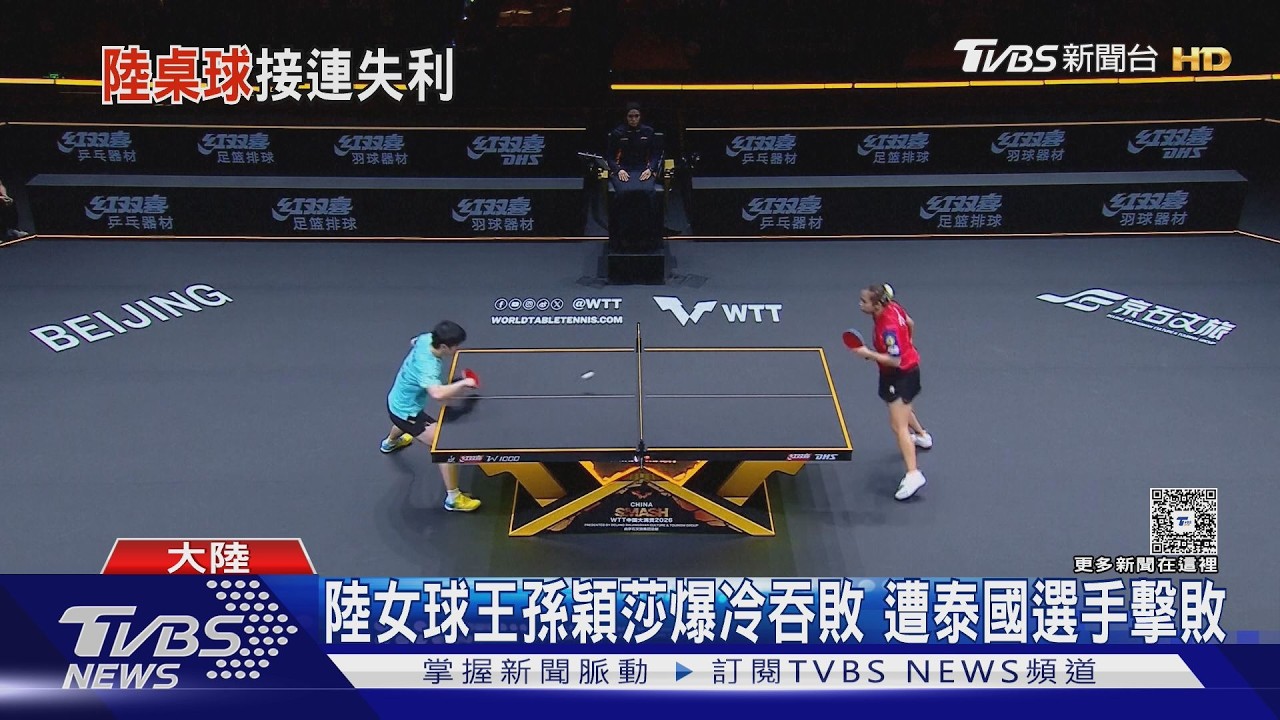 影音／陸桌球健將孫穎莎爆冷輸泰國選手　世界排名前三不見陸選手身影