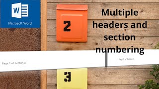 Different headers and section numbering in Microsoft Word