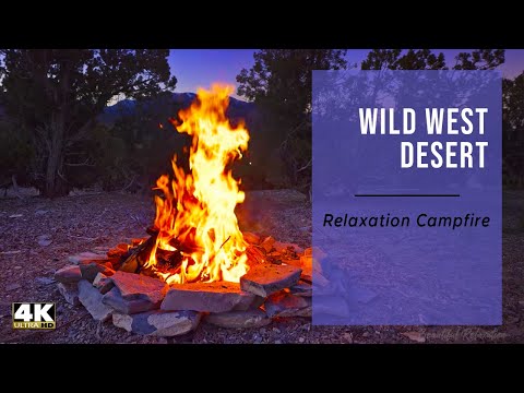 🔥 WILD WEST DESERT CAMPFIRE 🔥 Virtual Fireplace with Fire & Cricket Sounds Meditation 4k, 8k Video