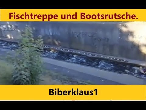 Fischtreppe und Bootsrutsche an Donau Schleuse bei Regensburg in Bayern Deutschland.