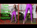 Purple Thick Spandex Leggings Outfit Inspiration Try On With High Heels