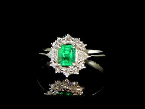 Lady's Platinum Emerald and Diamond Ring