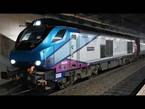 TPE Class 68 68026 'Enterprise' Departs Manchester Victoria with MK5 Nova 3 Coaches on ECS 2/12/22
