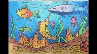 cara menggambar pemandangan bawah laut cara menggambar pemandangan bawah laut