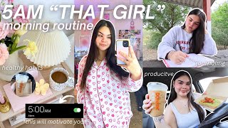 TRYING THE VIRAL 5AM “THAT GIRL” MORNING ROUTINE 🎀 productive, aesthetic & healthy habits